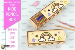 Laser Cut Wooden Kids Pencil Box. School Pencil Case SVG Product Image 1