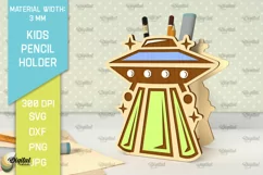 Wooden Kids Pencil Holder Laser Cut. Pen Holder SVG Design Product Image 1