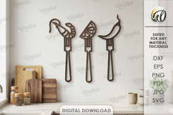 Kitchen Line Art Decor Laser Cut. Wall Decor SVG Product Image 1