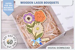 Wooden Bouquet Laser Cut. Spring Flowers. Mother's Day SVG Product Image 1