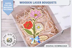 Wooden Bouquet Laser Cut. Mother's Day SVG Product Image 1