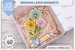 Wooden Bouquet Laser Cut. Spring Flowers. Mother's Day SVG Product Image 1