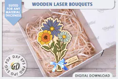 Wooden Bouquet Laser Cut. Spring Flowers. Mother's Day SVG Product Image 1
