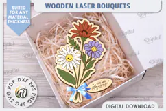 Wooden Bouquet Laser Cut. Spring Flowers. Mother's Day SVG Product Image 1