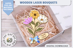 Wooden Bouquet Laser Cut. Spring Flowers. Mother&#039;s Day SVG Product Image 1