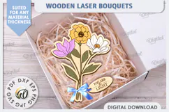 Wooden Bouquet Laser Cut. Spring Flowers. Mother's Day SVG Product Image 1