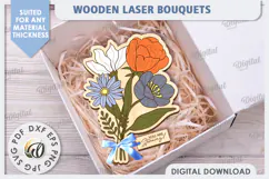Wooden Bouquet Laser Cut. Spring Flowers. Mother's Day SVG Product Image 1