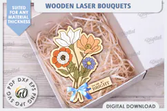 Wooden Bouquet Laser Cut. Spring Flowers. Mother's Day SVG Product Image 1