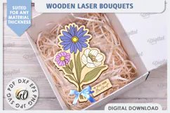 Wooden Bouquet Laser Cut. Spring Flowers. Mother's Day SVG Product Image 1