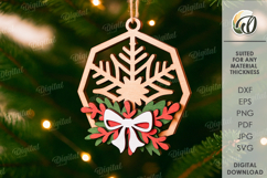 Christmas Layered Ornament Lasercut.Christmas Tree Decor SVG Product Image 1