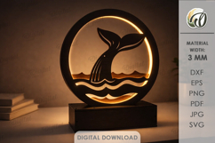 3D Led Night Lamp Laser Cut. Night Light. Dolphin SVG Product Image 1