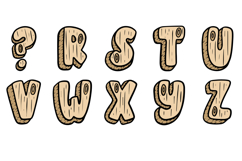 Wooden Letters Doodle Font Lettering Log ABC SVG PNG Product Image 4