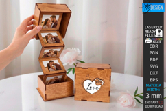 Love Photo Memory Box Laser Cut | Romantic Folding Box SVG Product Image 1