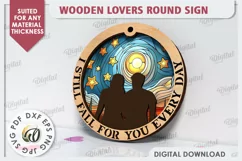 Valentine's Day Round Sign Laser Cut. Love Sign SVG Product Image 1