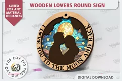 Valentine's Day Round Sign Laser Cut. Love Sign SVG Product Image 1