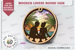 Valentine's Day Round Sign Laser Cut. Love Sign SVG Product Image 1
