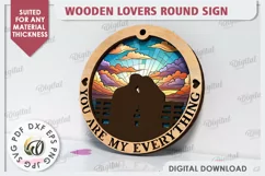Valentine's Day Round Sign Laser Cut. Love Sign SVG Product Image 1