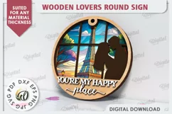 Valentine's Day Round Sign Laser Cut. Love Sign SVG Product Image 1