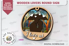 Valentine's Day Round Sign Laser Cut. Love Sign SVG Product Image 1
