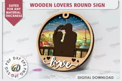 Valentine's Day Round Sign Laser Cut. Love Sign SVG Product Image 1