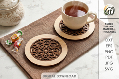 3D Mandala Coaster Laser Cut. Kitchen coaster SVG Product Image 1