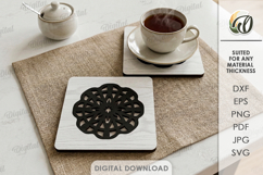 3D Mandala Coaster Laser Cut. Kitchen coaster SVG Product Image 1