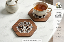 3D Mandala Coaster Laser Cut. Kitchen coaster SVG Product Image 1