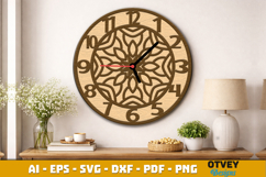 Wooden Mandala Wall Clock Lasercut Product Image 1