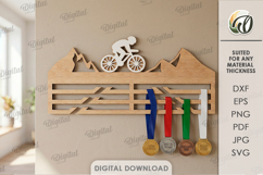 3D Medal Holder Laser Cut. Medal Wall Hanger. Cycling SVG Product Image 1
