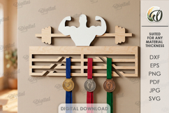 Medal Holder Laser Cut. Medal Wall Hanger. Bodybuilding SVG Product Image 1