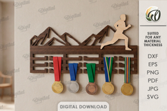 3D Medal Holder Laser Cut. Medal Wall Hanger. Running SVG Product Image 1