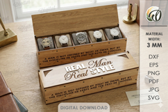 3D Men's accessories box Laser cut. Gift Box SVG Product Image 1