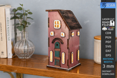 Wooden Mini House Nightlight Laser Cut | Home Decor | CNC Product Image 1