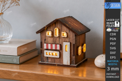 Wooden Mini House Nightlight Laser Cut | Home Decor | CNC Product Image 1