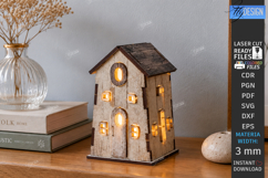 Wooden Mini House Nightlight Laser Cut | Home Decor | CNC Product Image 1