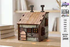 Mini House Nightlight Laser Cut | 3D Night Light | House SVG Product Image 1