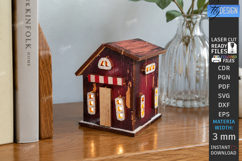 Wooden Mini House Nightlight Laser Cut | Home Decor | CNC Product Image 1