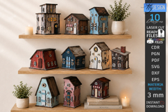 Wooden Mini House Nightlight Laser Cut Bundle | Home Decor Product Image 1