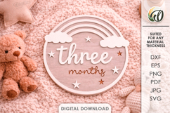 3D Monthly Milestone Disc Laser Cut. Three Months SVG Product Image 1