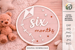 3D Monthly Milestone Disc Laser Cut. Six Months SVG Product Image 1