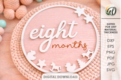 3D Monthly Milestone Disc Laser Cut. Eight Months SVG Product Image 1