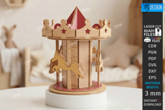Wooden Music Box Laser Cut | Decorative 3D Carousel SVG |CNC Product Image 1