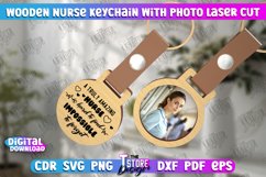 Wooden Nurse Keychain with Photo Laser Cut | Photo Frame SVG Product Image 2