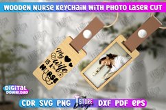 Wooden Nurse Keychain with Photo Laser Cut | Photo Frame SVG Product Image 11