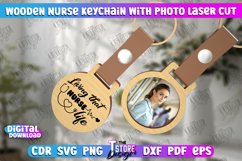 Wooden Nurse Keychain with Photo Laser Cut | Photo Frame SVG Product Image 3