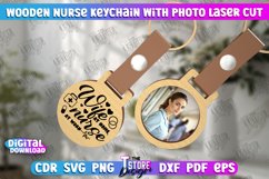 Wooden Nurse Keychain with Photo Laser Cut | Photo Frame SVG Product Image 5