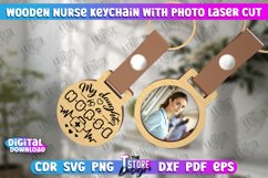 Wooden Nurse Keychain with Photo Laser Cut | Photo Frame SVG Product Image 6