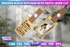 Wooden Nurse Keychain with Photo Laser Cut | Photo Frame SVG Product Image 7