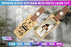 Wooden Nurse Keychain with Photo Laser Cut | Photo Frame SVG Product Image 8