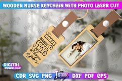 Wooden Nurse Keychain with Photo Laser Cut | Photo Frame SVG Product Image 10